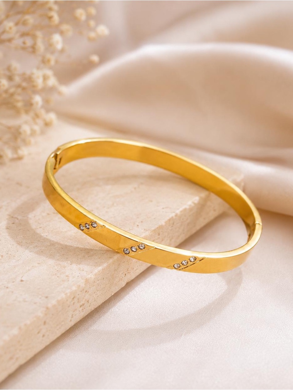 Gold Crystal Accent Women's Bangle Bracelet